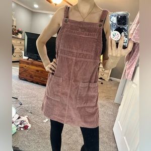 Faux Suede Overall Dress
